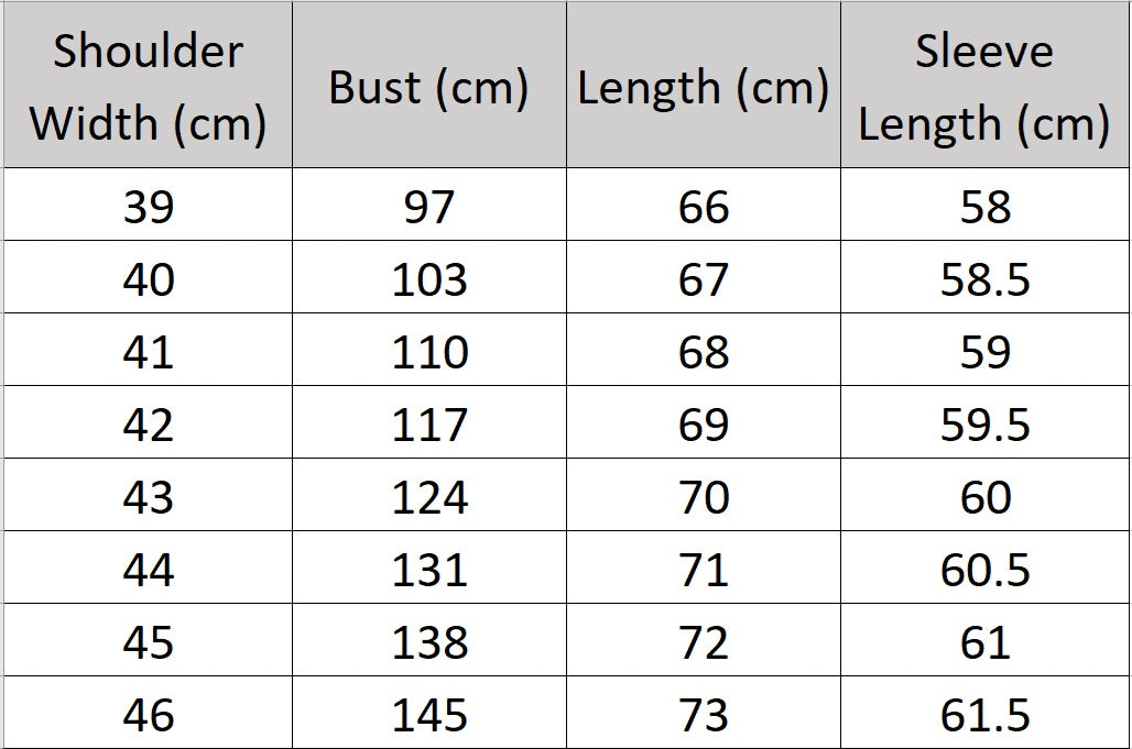 Women's size chart for a Business Midweight Satin Silk Shirt, crafted from 100% Mulberry silk with a luxurious midweight satin finish. The shirt showcases a smooth, lustrous texture that offers elegance and sophistication, ideal for formal and professional settings. From Borcelleclothes.