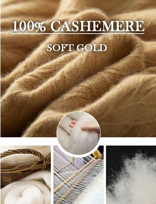 Collage depicting the manufacturing process of the Men's Wheat Spikes Alashan Cashmere Sweater in Lion, highlighting the craftsmanship and premium quality of Alashan cashmere. From Borcelleclothes.