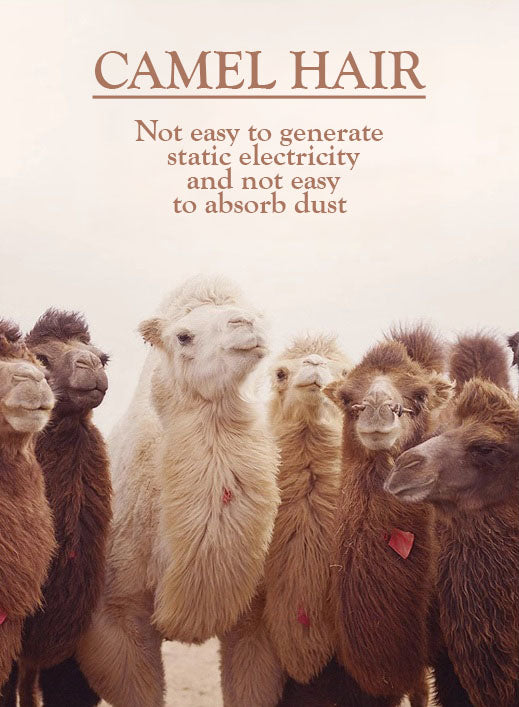 Demonstration of Bactrian camel hair’s unique properties, highlighting its natural ability to resist static electricity and repel dust, making it both practical and luxurious. From Borcelleclothes.