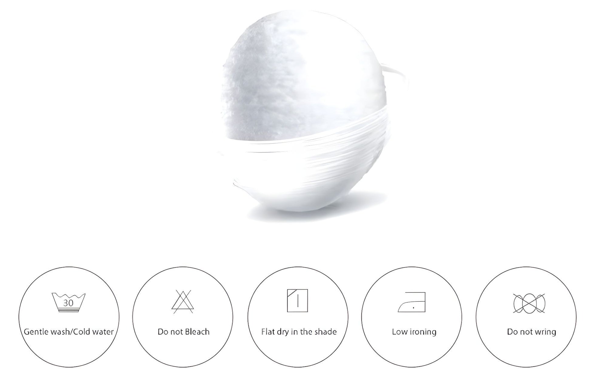 Laundry care symbols for a Women's Silk Shirt with diagonal folds, including hand wash in cold water, not machine washable, do not screw dry, and not suitable for insolation. From Borcelleclothes.