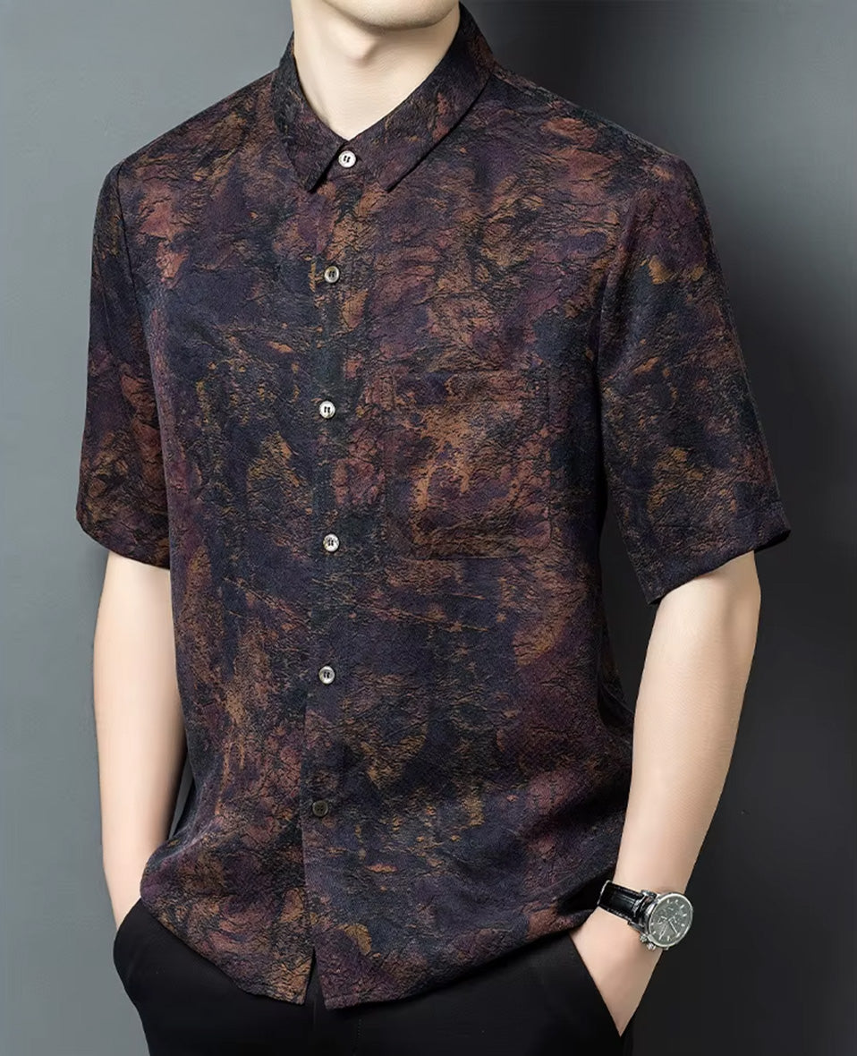 Men's Mottled Xiangyunsha Jacquard Silk Shirt — Flawless