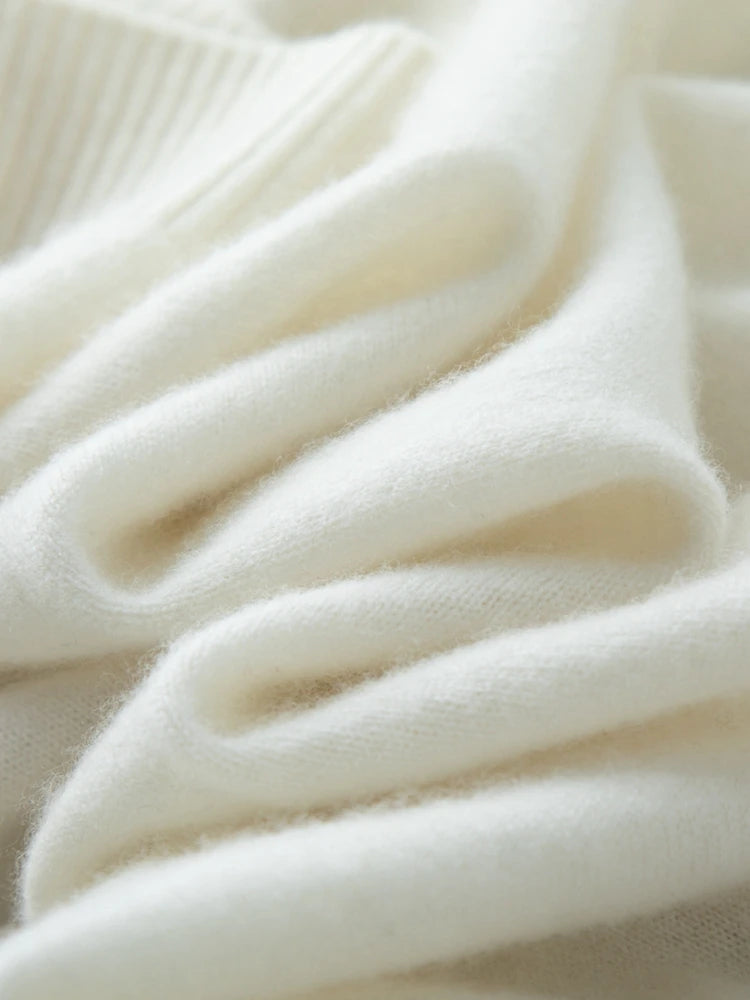 Folded Fantasy Alashan cashmere polo — a closer look at its compact knit and soft texture. From Borcelleclothes.