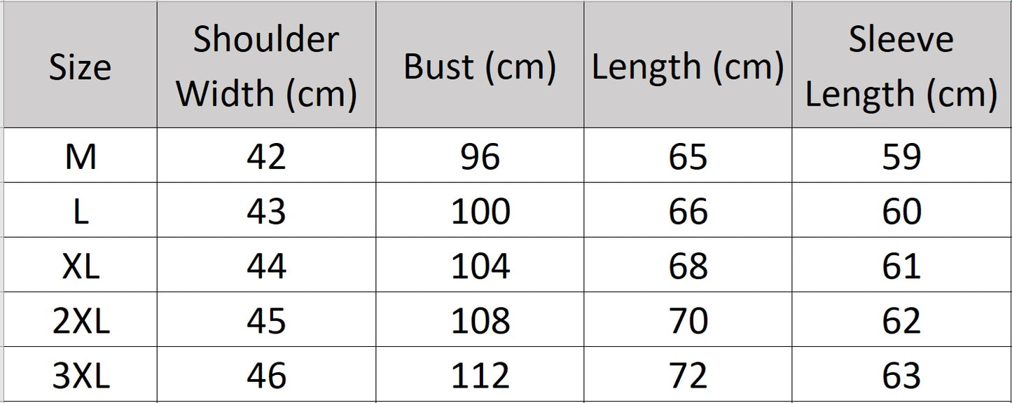 Men's size chart for a Cashmere Crew Neck Sweater, crafted from 100% cashmere, featuring a ribbed crew neck and horizontal relief stripes for timeless elegance and modern sophistication. From Borcelleclothes.