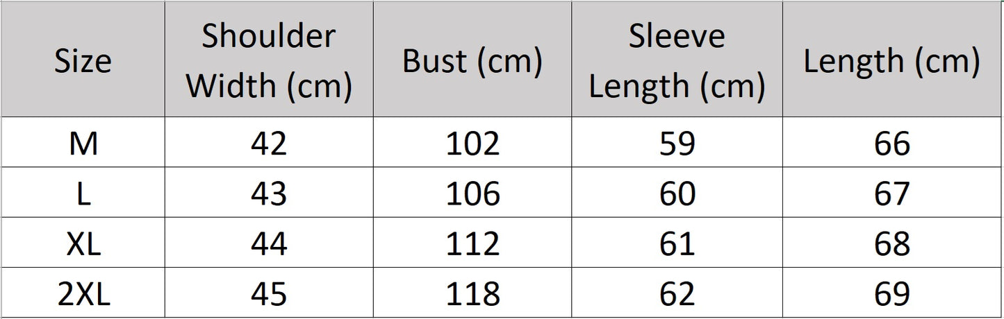 Men’s size chart for a Grade A Cashmere Sweater, with placket detail and textured shoulder panels, slim fit — From Borcelleclothes.