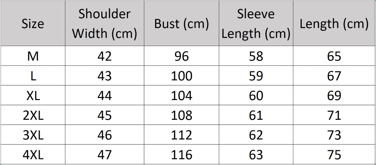 Men’s size chart for a cashmere sweater with mock neck and wide textured front panel with vertical ridges — From Borcelleclothes.