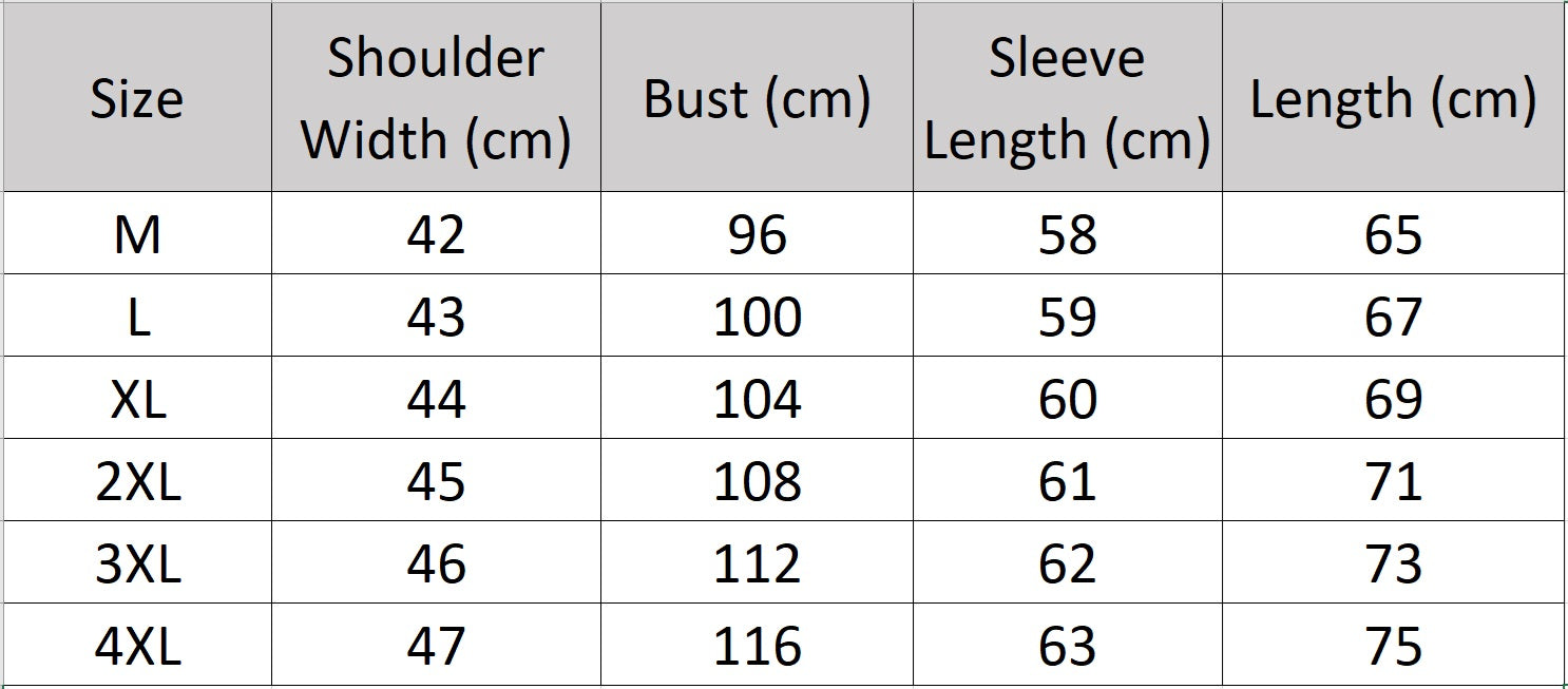 Men’s size chart for a cashmere sweater with mock neck and wide textured front panel with vertical ridges — From Borcelleclothes.