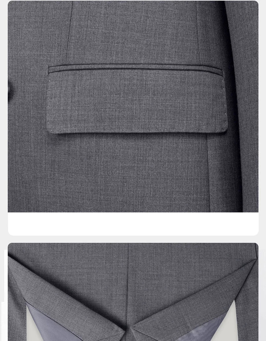 Detailed view of flap pocket and unfolded hem of the blazer, highlighting precision in construction. From Borcelleclothes.