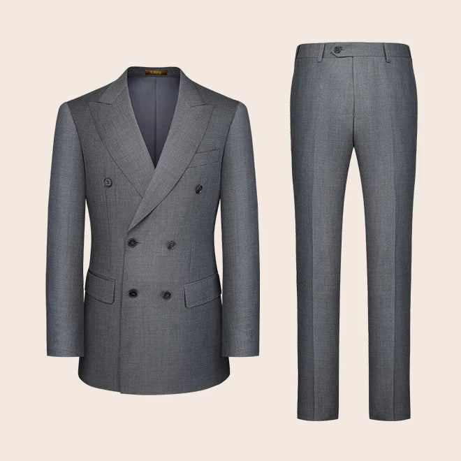wo-piece option of the Davy Grey suit: blazer and trousers — quiet formality with subtle presence. From Borcelleclothes.