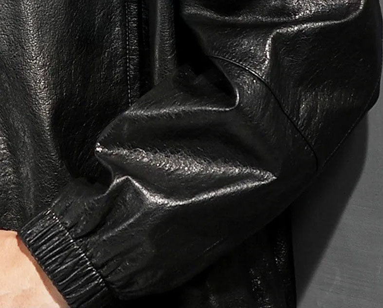 Men’s Dune cowhide leather jacket — sleeve cuff with rib finish. From Borcelleclothes.
