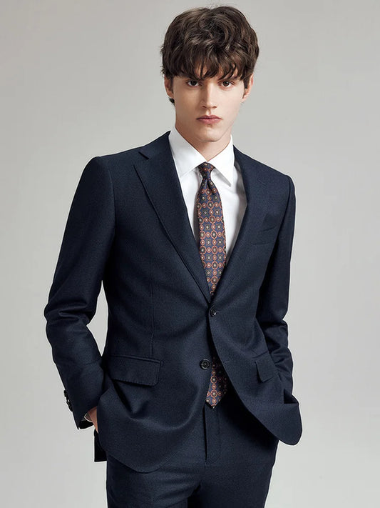 Borcelleclothes Men's Ebony Clay 3-Piece Suit featuring a single-breasted blazer with notch lapels, straight-leg pants, and a versatile vest in a refined Ebony Clay shade with subtle pinstripes, crafted from a luxurious wool, silk, polyester, and spandex blend for a confident and stylish look.