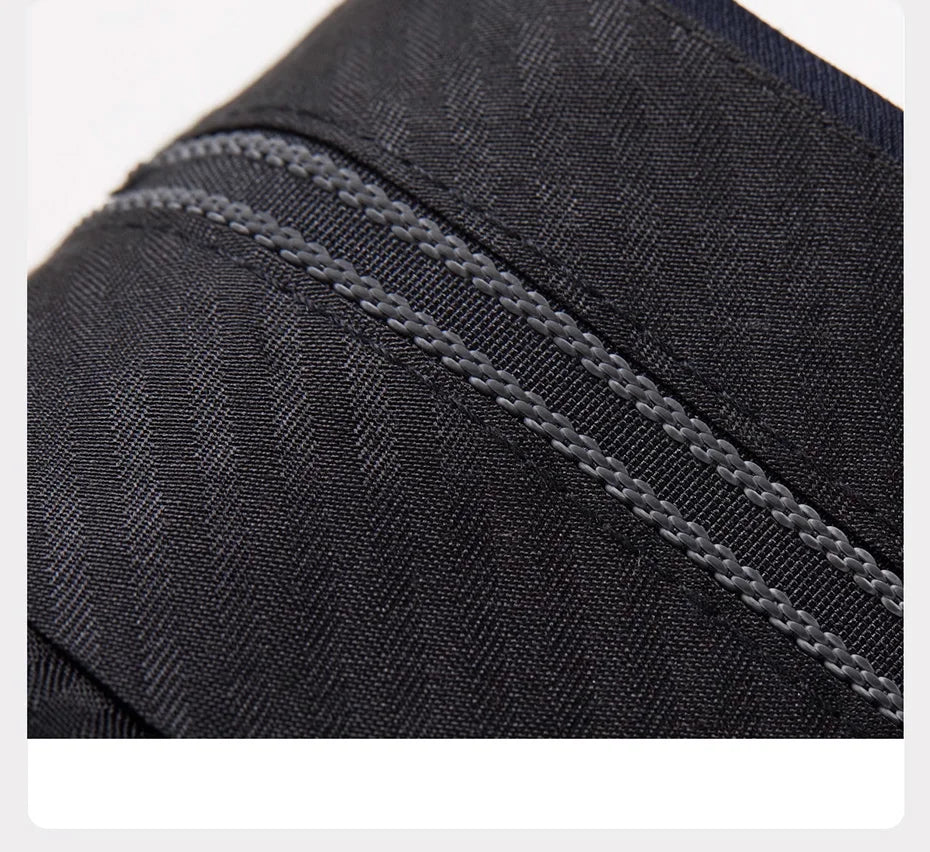 Inside waistband gripper tape to keep shirts tucked in — hidden discipline beneath refined design. From Borcelleclothes.