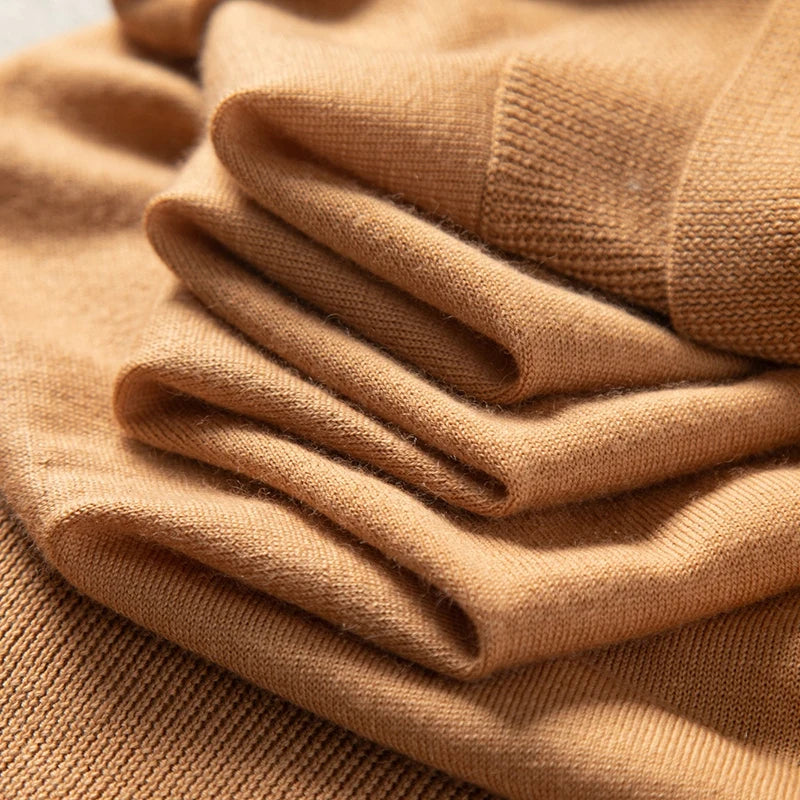 Wave-folded texture demo of the stockinette stitch in French Beige cashmere — From Borcelleclothes.