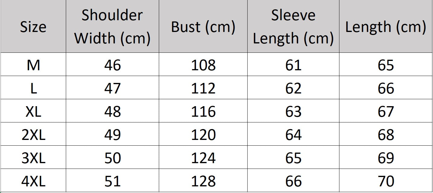 Men's size-chart for a Luxury wool-cashmere bomber jacket with sheepskin leather trim, featuring vertical back leather stripes, leather-framed zipper, and collar strap with metal buckle – from Borcelleclothes.