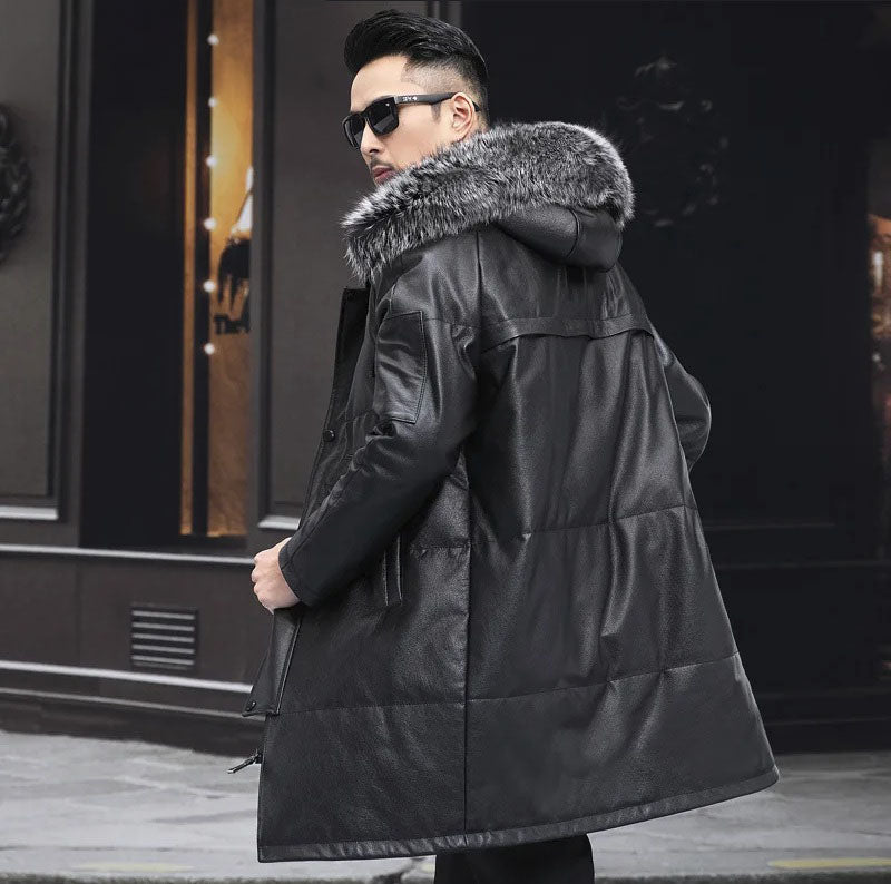 Back view of model in Onyx jacket highlighting horizontal stitching and structured silhouette. From Borcelleclothes.