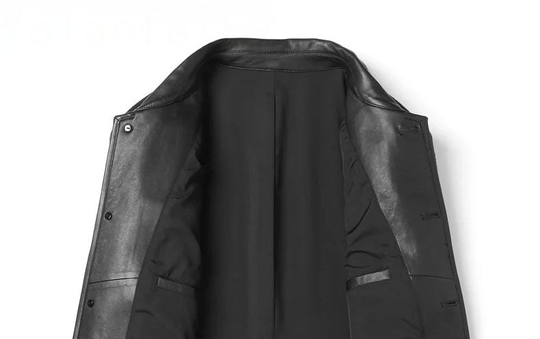 Onyx color men’s minimalist motif wool-cashmere coat, upper front part unfolded — From Borcelleclothes.