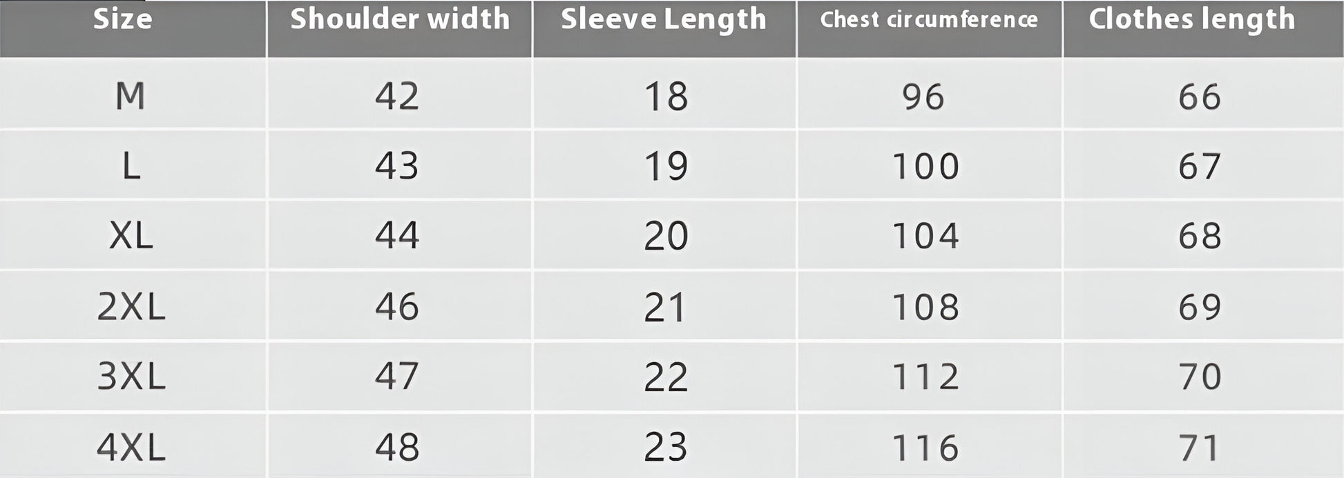 Men's Size Chart for Mock-Neck Mercerized Cotton T-Shirt with short sleeves, featuring double-needle elastic stitching for a sleek, firm finish for Borcelleclothes.