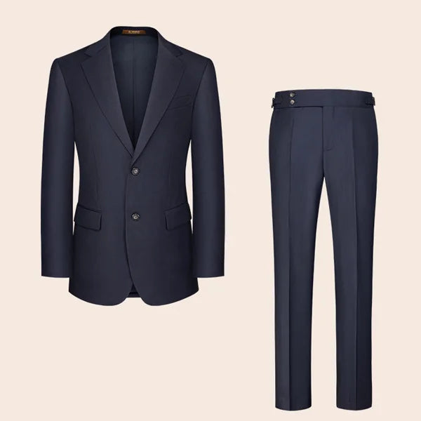 The Borcelleclothes Men's Modern Gentleman’s Ebony Clay Suit, featuring the tailored blazer and straight-leg pants for a complete and elegant ensemble.