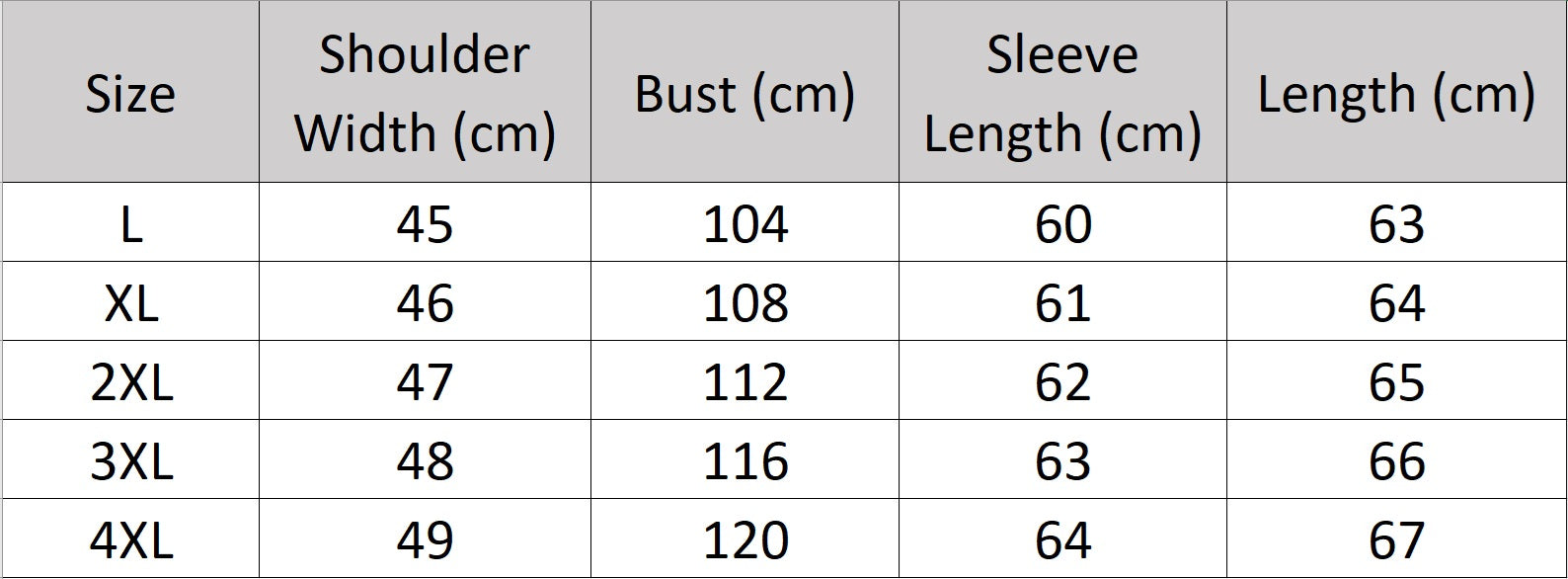 Men's size chart for a Mottled cowhide leather jacket with pointed collar, chest flap pockets, snap cuffs, and hem band; quiet warmth before it’s named. From Borcelleclothes.