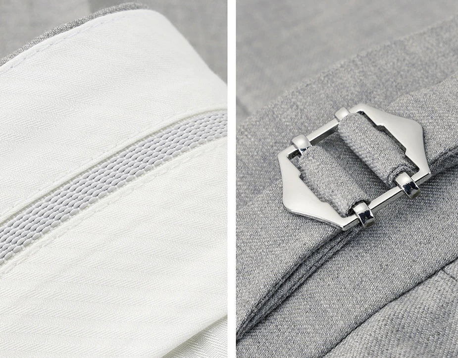 Collage featuring the gripper tape and side adjuster details on the Nobel wool trousers. From Borcelleclothes.