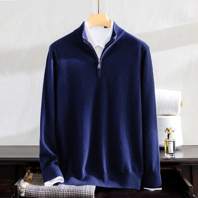 Men’s plain stitch cashmere sweater in Cetacean Blue, featuring a classic silhouette, made from 100% cashmere — a quiet statement of presence and reliability.
— From Borcelleclothes.