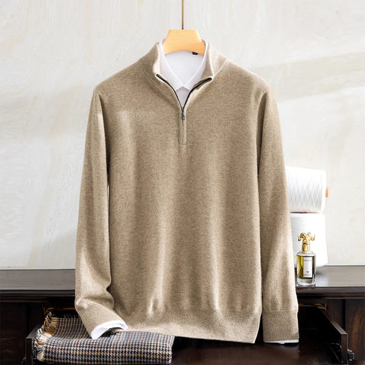 Men’s plain stitch cashmere sweater in Sandrift, featuring a classic silhouette, made from 100% cashmere — a quiet statement of presence and reliability.
— From Borcelleclothes.