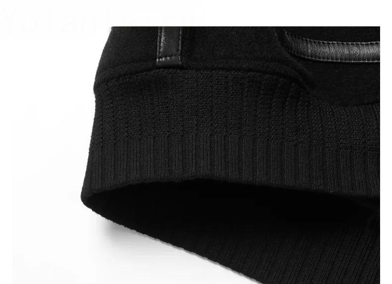 Wool-and-cashmere jacket in Onyx with leather trims, ribbed hem detail — From Borcelleclothes.