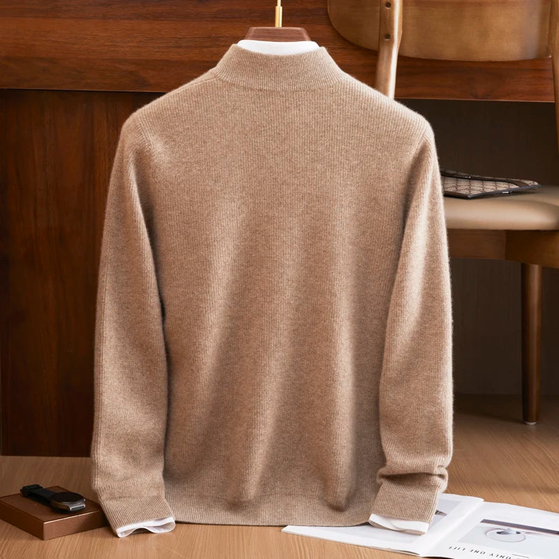 Back draping of the ribbed sweater in French Beige Himalayan cashmere — From Borcelleclothes.