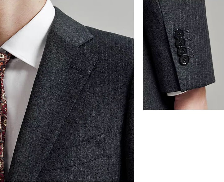 Collage showing the lapel and sleeve placket details of the blazer from the Borcelleclothes