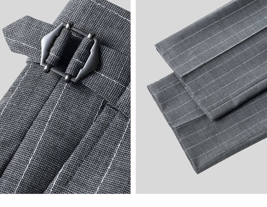 Collage of side buckle adjuster and pant hems — control and detail in every element. From Borcelleclothes.