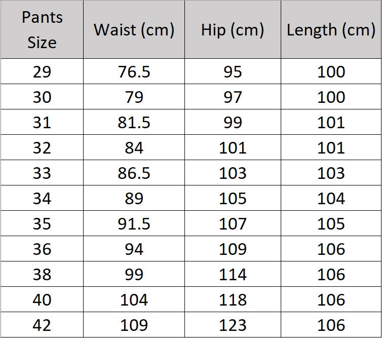 Men's size chart for Tailored cropped trousers in River Bed color with slim silhouette, clean hem, and discreet side adjusters. From Borcelleclothes.