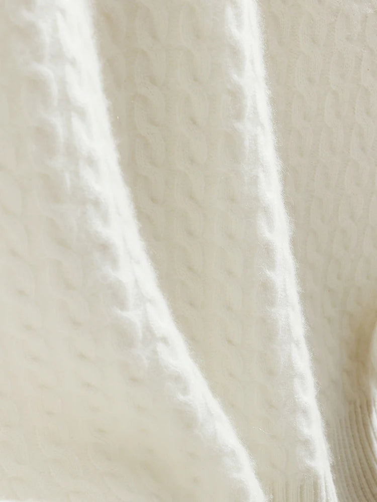 Middle section of the Platinum sweater, showing the drape and softness of Alashan cashmere — From Borcelleclothes.