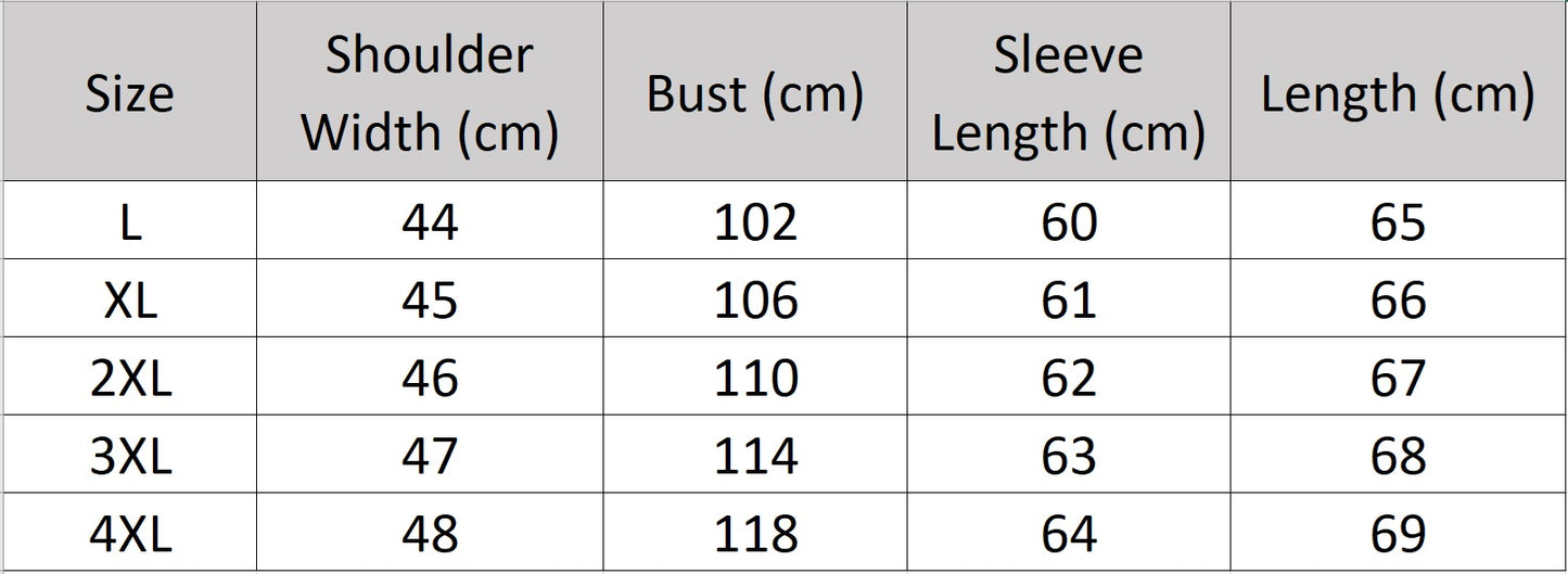 Men's size chart for a Woven-collar sheepskin jacket in Shadow; double-placket snap front; snap-entry chest pockets; single-welt waist pockets; banded hem; snap cuffs — From Borcelleclothes.