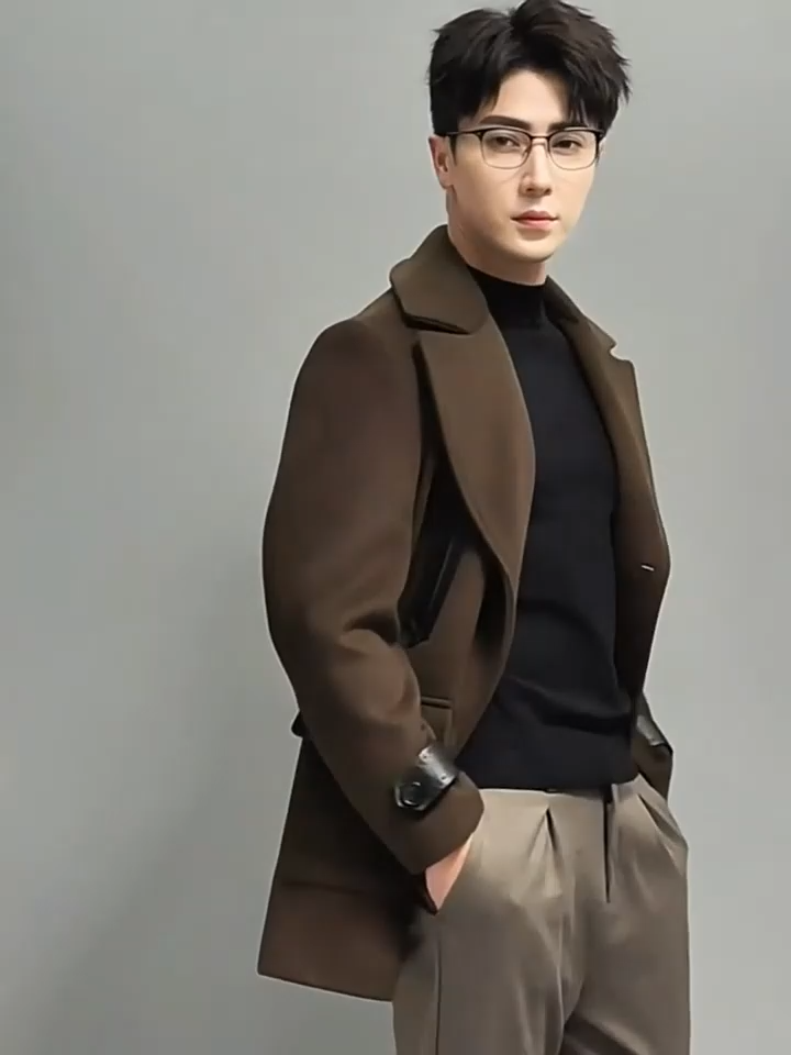 Video showcasing a Men’s double-breasted wool-cashmere coat in Dark Rum, with leather accents and inspired by the classic polo coat. From Borcelleclothes.