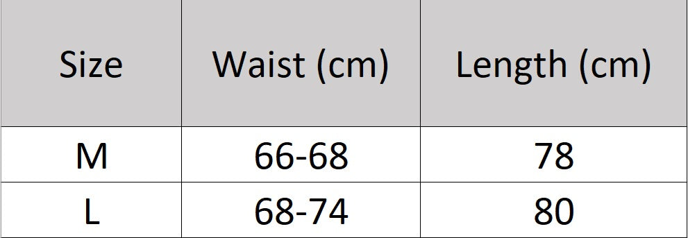 Women's size chart for an A-line merino wool skirt with clean stockinette texture and mid-calf length — From Borcelleclothes.