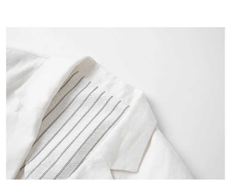 Collar detail of the Alabaster Urban Blazer. From Borcelleclothes.