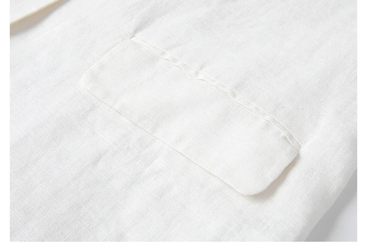 Flap pocket detail on the Alabaster Urban Blazer. From Borcelleclothes.