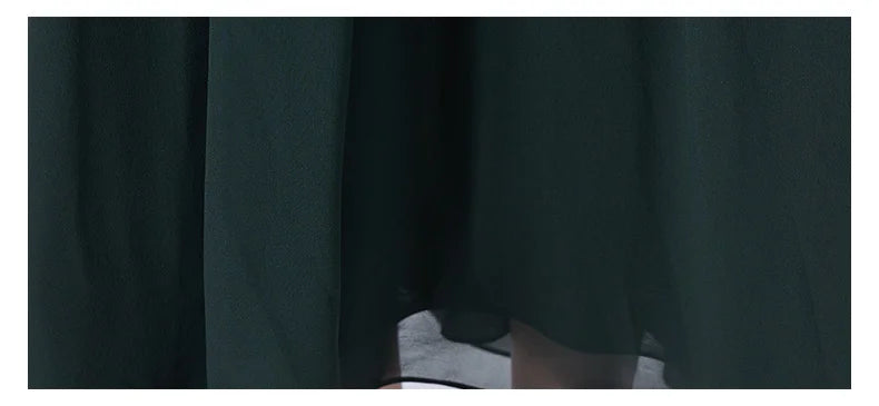 Silk chiffon in Lunar Green draped to show softness, fluidity, and double-layered texture. From Borcelleclothes.