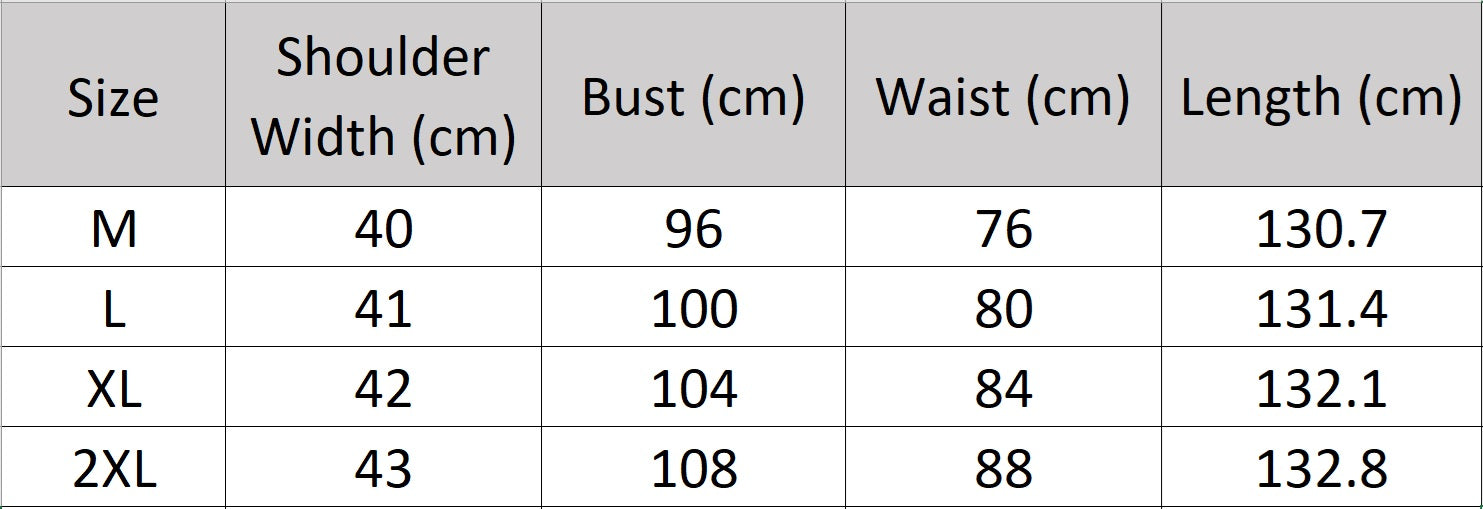 Women's size chart for a Lunar Green silk chiffon dress with bra-inspired pintucks, curved gathered waist, and tall shirt cuffs — a refined silhouette blending structure and softness. From Borcelleclothes.