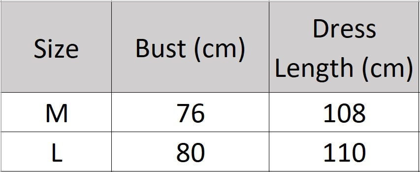 Women's size chart for a Slimming Midi Dress, crafted from luxurious cashmere wool with a ribbed texture and figure-enhancing V-necklines on the front and back. From Borcelleclothes.