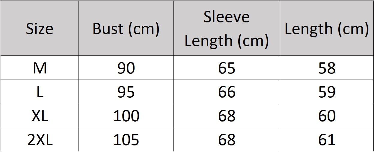 Women’s size chart for a cashmere half-zip sweater, featuring shifting rib textures, with stand collar and sculpted finish at hem and cuffs — From Borcelleclothes.