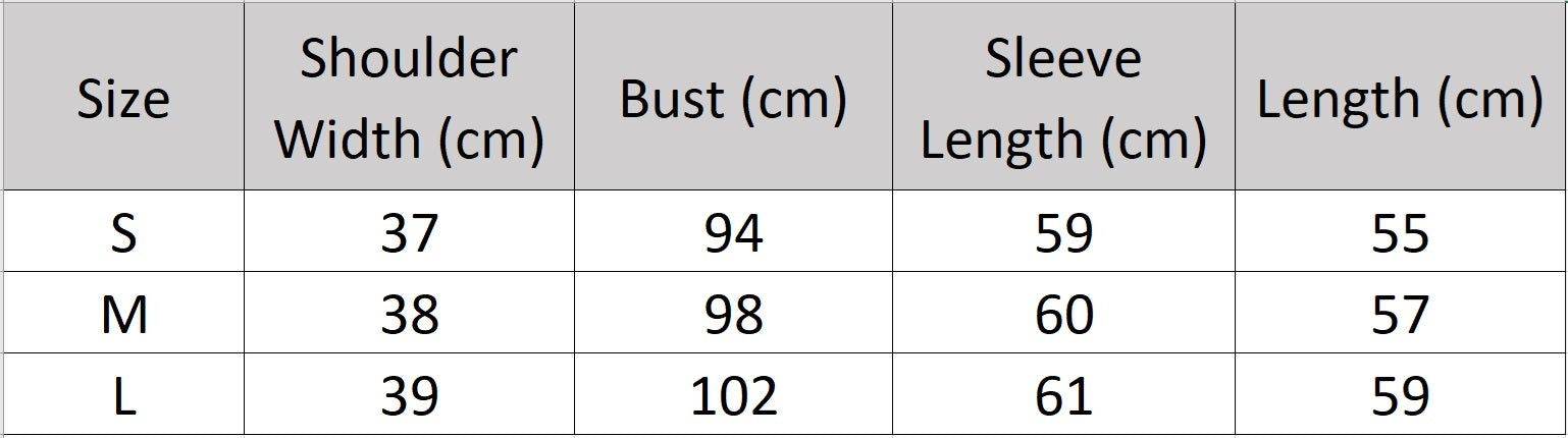Women’s size chart for a slim-fit cashmere sweater, with ribbed cuffs featuring subtle metal accents — From Borcelleclothes.