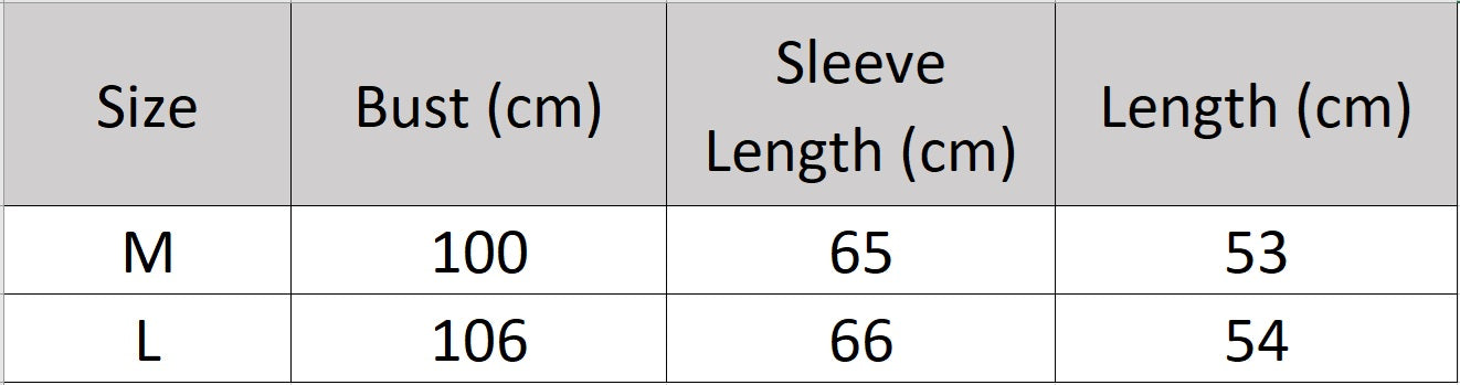Women’s size chart for a cashmere sweater, with staggered seam construction and sculptural flounces — From Borcelleclothes.