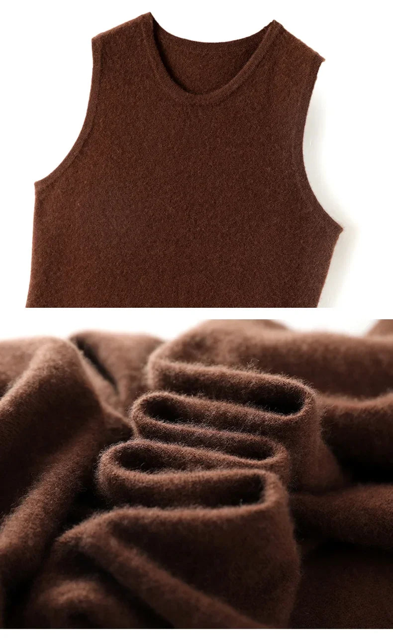 Collage showing upper section of Café Noir wool dress with serpentine fold and ribbed texture. From Borcelleclothes.