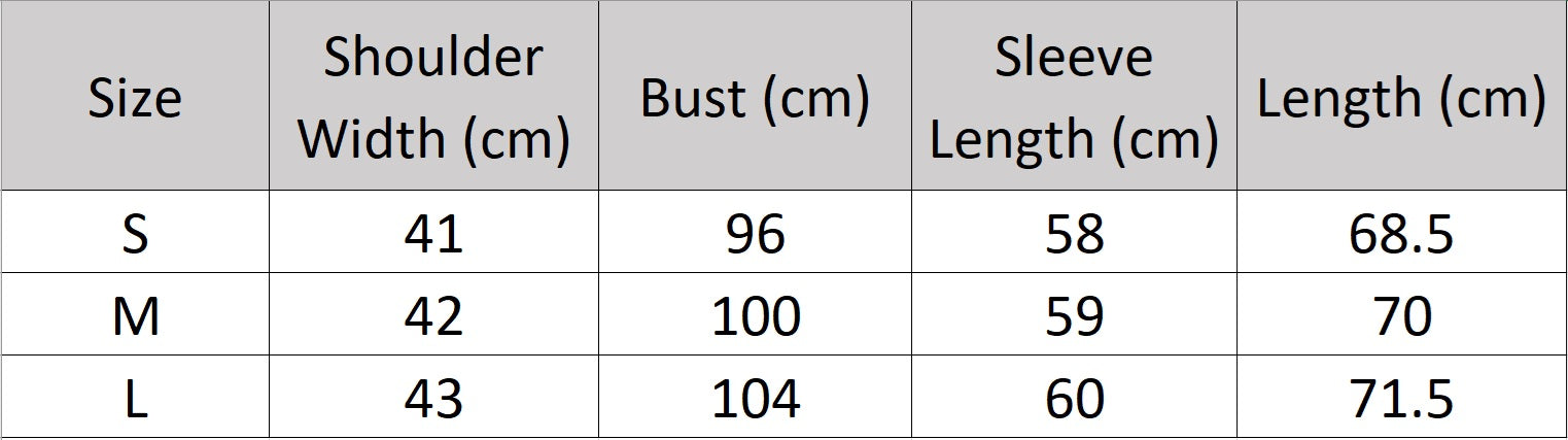 Women's size chart for a contrast-collar wool blazer, with rhinestone-trimmed lapels, double-breasted tailoring, and formal structure reimagined with feminine balance — From Borcelleclothes.