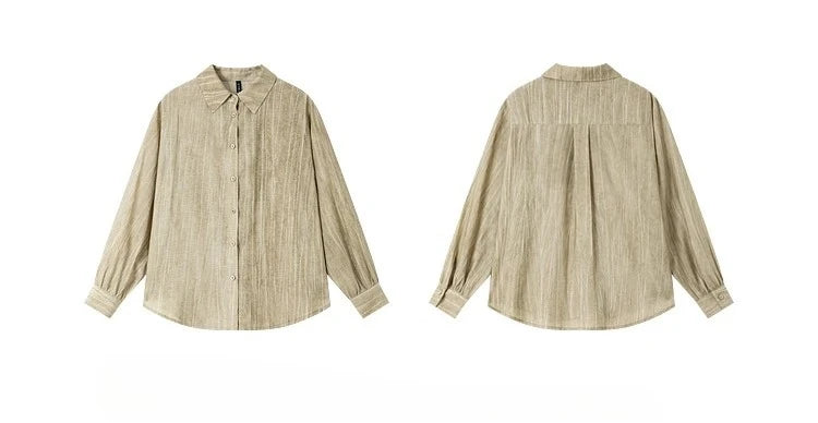 Front and back views of the shirt in the crinkled Shadow set. From Borcelleclothes.