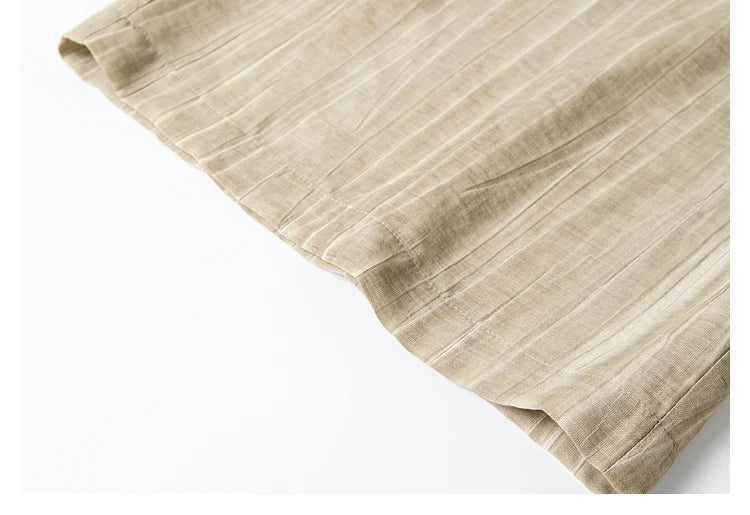 Bottom hem of the Shadow trousers, revealing lightness and relaxed construction. From Borcelleclothes.