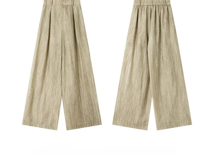 Front and back views of the crinkled Shadow trousers. From Borcelleclothes.