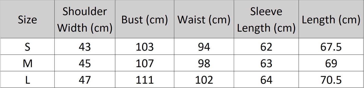 Women’s size chart for a Desert Sand blazer with single-breasted cut, notch lapels, and rhinestone fringe trim detail. From Borcelleclothes.