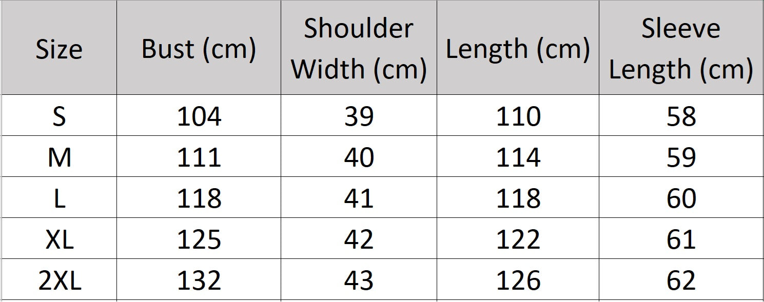 Women's size chart for a double-breasted cashmere wool coat, featuring peaked lapels and flap pockets. From Borcelleclothes.