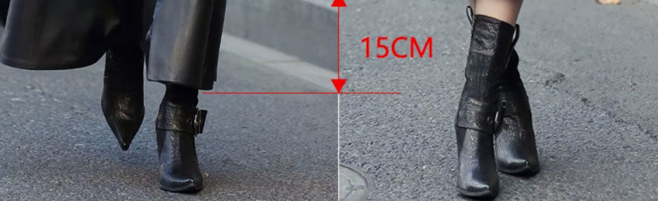 Women's Flared Hooded Coat in Onyx. Collage comparing the two available lengths, showing the 15 cm difference for individual preference. Borcelleclothes.